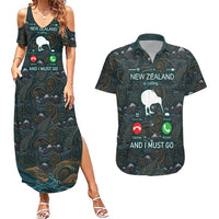 New Zealand is Calling and I Must Go Couples Matching Summer Maxi Dress and Hawaiian Shirt Kiwi Bird Silhouette TS04 Multicolor - Polynesian Pride