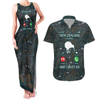 New Zealand is Calling and I Must Go Couples Matching Tank Maxi Dress and Hawaiian Shirt Kiwi Bird Silhouette TS04 Multicolor - Polynesian Pride