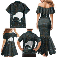 New Zealand is Calling and I Must Go Family Matching Mermaid Dress and Hawaiian Shirt Kiwi Bird Silhouette
