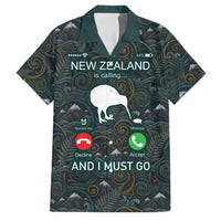 New Zealand is Calling and I Must Go Family Matching Off Shoulder Maxi Dress and Hawaiian Shirt Kiwi Bird Silhouette TS04 Dad's Shirt - Short Sleeve Multicolor - Polynesian Pride