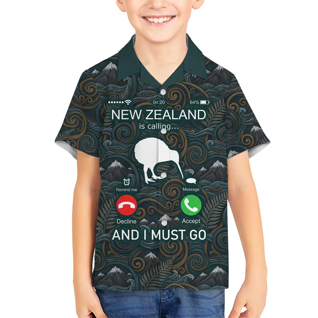 New Zealand is Calling and I Must Go Family Matching Tank Maxi Dress and Hawaiian Shirt Kiwi Bird Silhouette