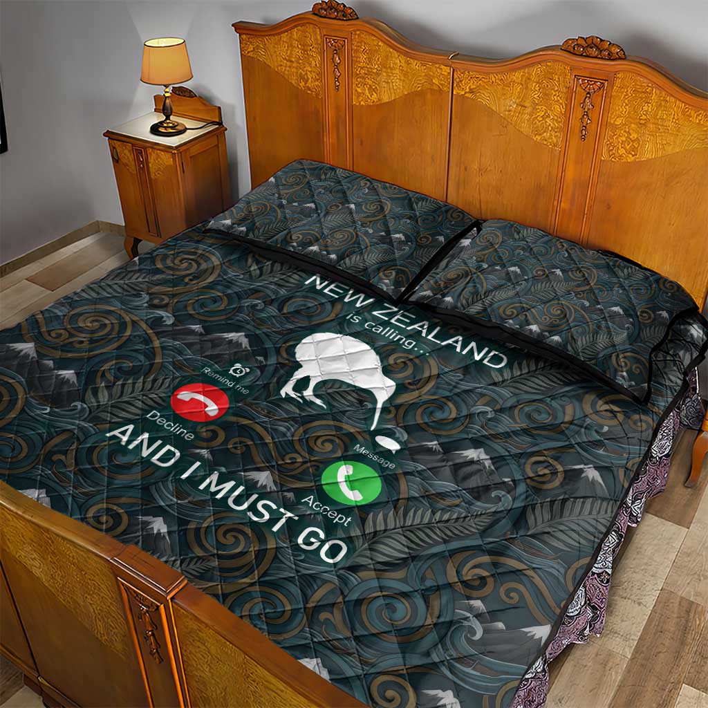 New Zealand is Calling and I Must Go Quilt Bed Set Kiwi Bird Silhouette