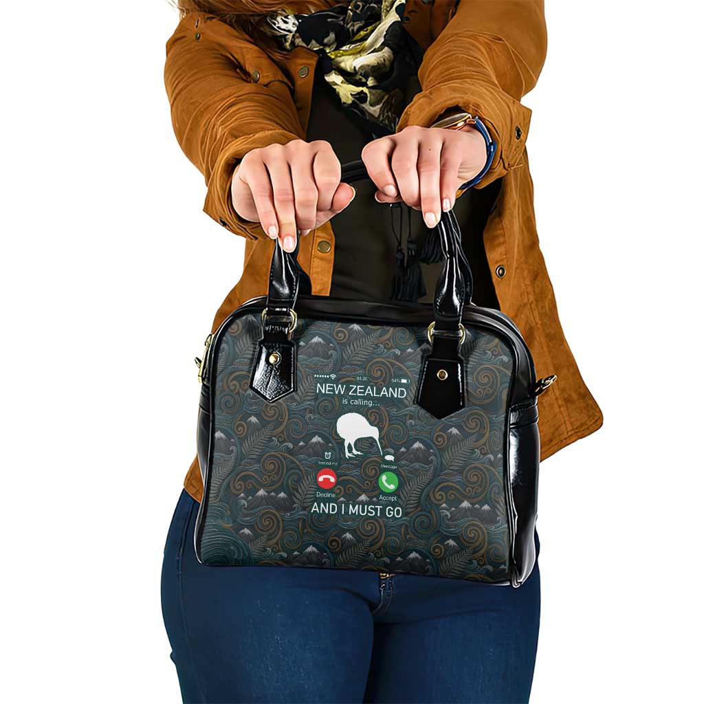 New Zealand is Calling and I Must Go Shoulder Handbag Kiwi Bird Silhouette