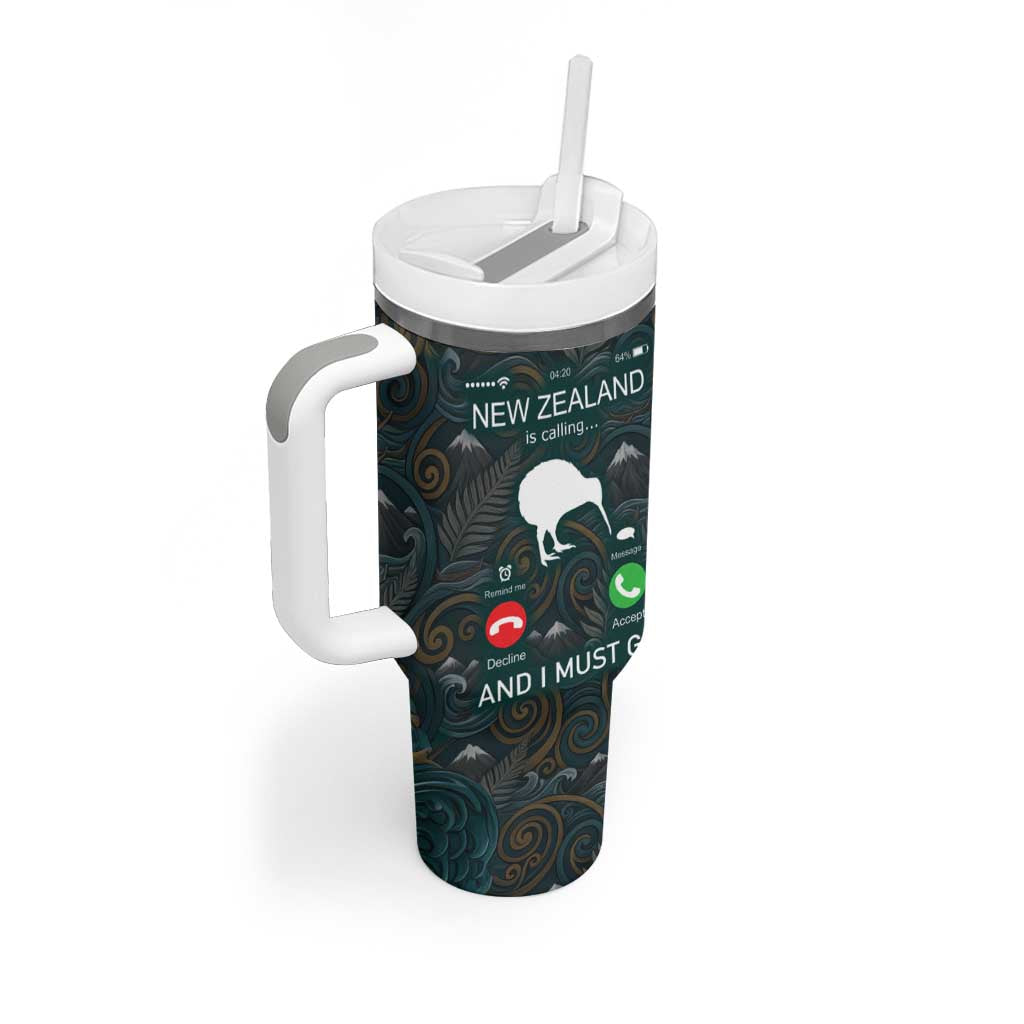 New Zealand is Calling and I Must Go Tumbler With Handle Kiwi Bird Silhouette