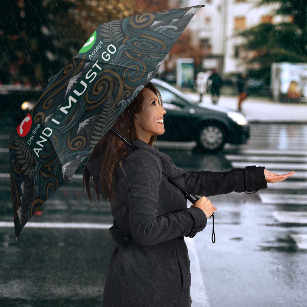 New Zealand is Calling and I Must Go Umbrella Kiwi Bird Silhouette