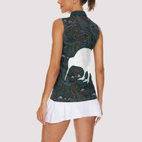 New Zealand is Calling and I Must Go Women Sleeveless Polo Shirt Kiwi Bird Silhouette TS04 - Polynesian Pride