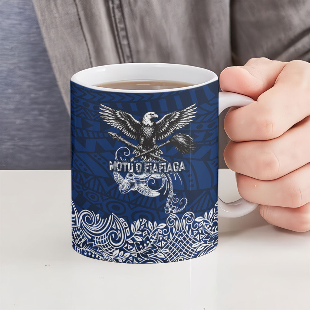 American Samoa Eagle Ceramic Mug Sea Turtle Traditional Polynesian Tribal Tattoo