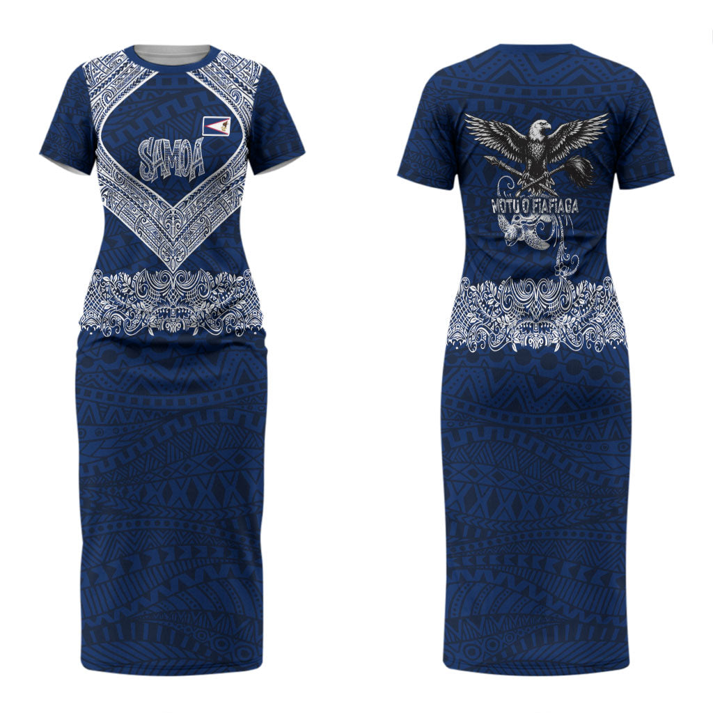 American Samoa Eagle Couples Matching Short Sleeve Bodycon Dress and Long Sleeve Button Shirt Sea Turtle Traditional Polynesian Tribal Tattoo