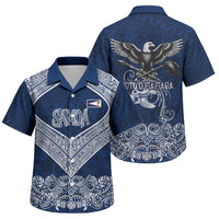 American Samoa Eagle Family Matching Off Shoulder Maxi Dress and Hawaiian Shirt Sea Turtle Traditional Polynesian Tribal Tattoo