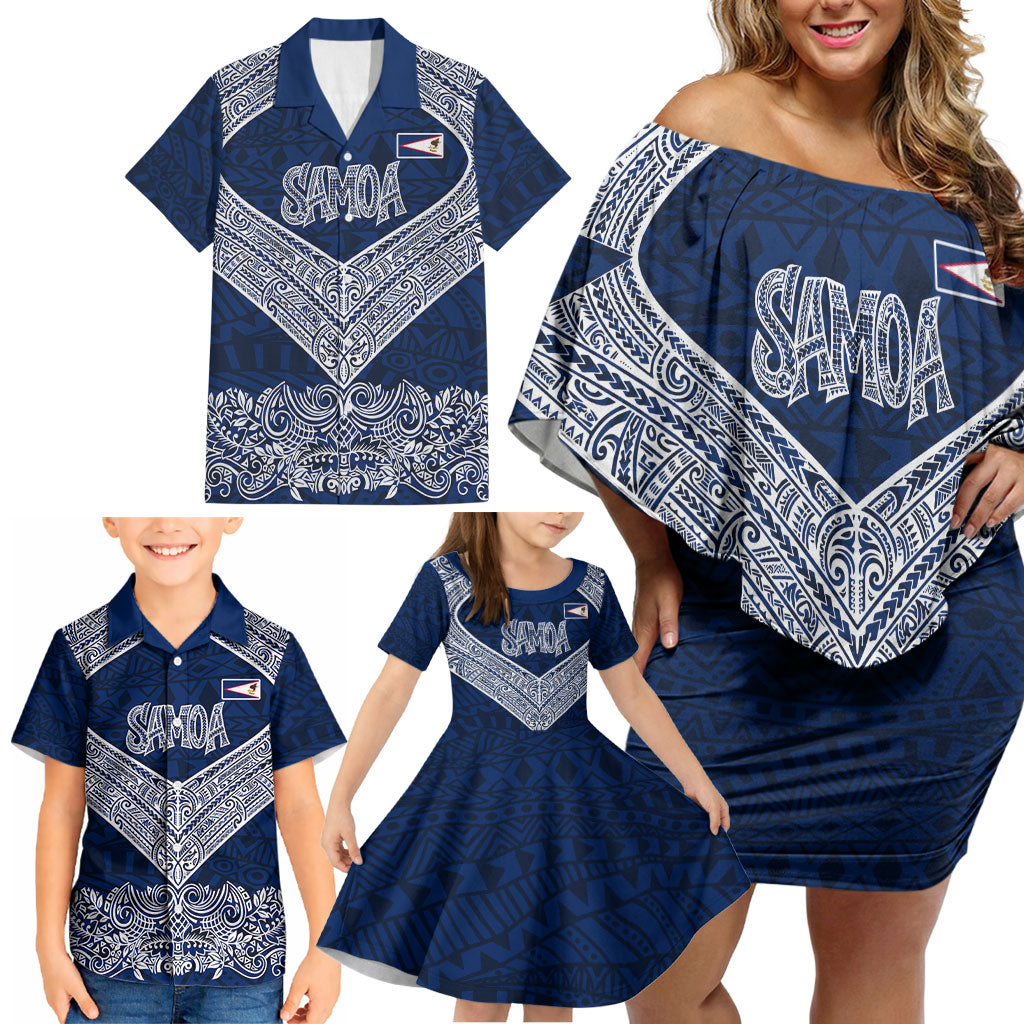 American Samoa Eagle Family Matching Off Shoulder Short Dress and Hawaiian Shirt Sea Turtle Traditional Polynesian Tribal Tattoo TS04 - Polynesian Pride