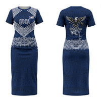 American Samoa Eagle Family Matching Short Sleeve Bodycon Dress and Hawaiian Shirt Sea Turtle Traditional Polynesian Tribal Tattoo