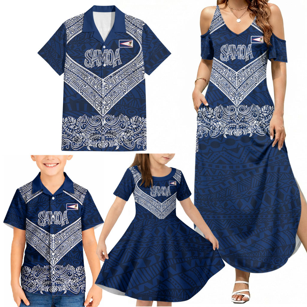 American Samoa Eagle Family Matching Summer Maxi Dress and Hawaiian Shirt Sea Turtle Traditional Polynesian Tribal Tattoo