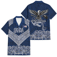 American Samoa Eagle Family Matching Tank Maxi Dress and Hawaiian Shirt Sea Turtle Traditional Polynesian Tribal Tattoo