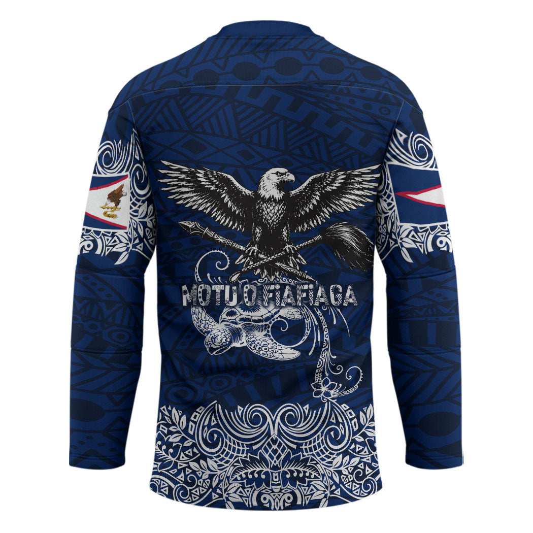 American Samoa Eagle Hockey Jersey Sea Turtle Traditional Polynesian Tribal Tattoo