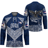 American Samoa Eagle Hockey Jersey Sea Turtle Traditional Polynesian Tribal Tattoo