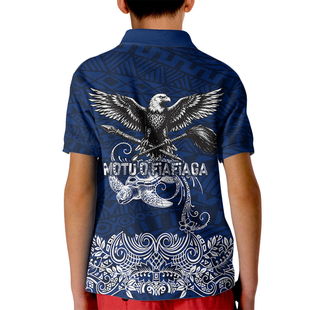American Samoa Eagle Kid Polo Shirt Sea Turtle Traditional Polynesian Tribal Tattoo