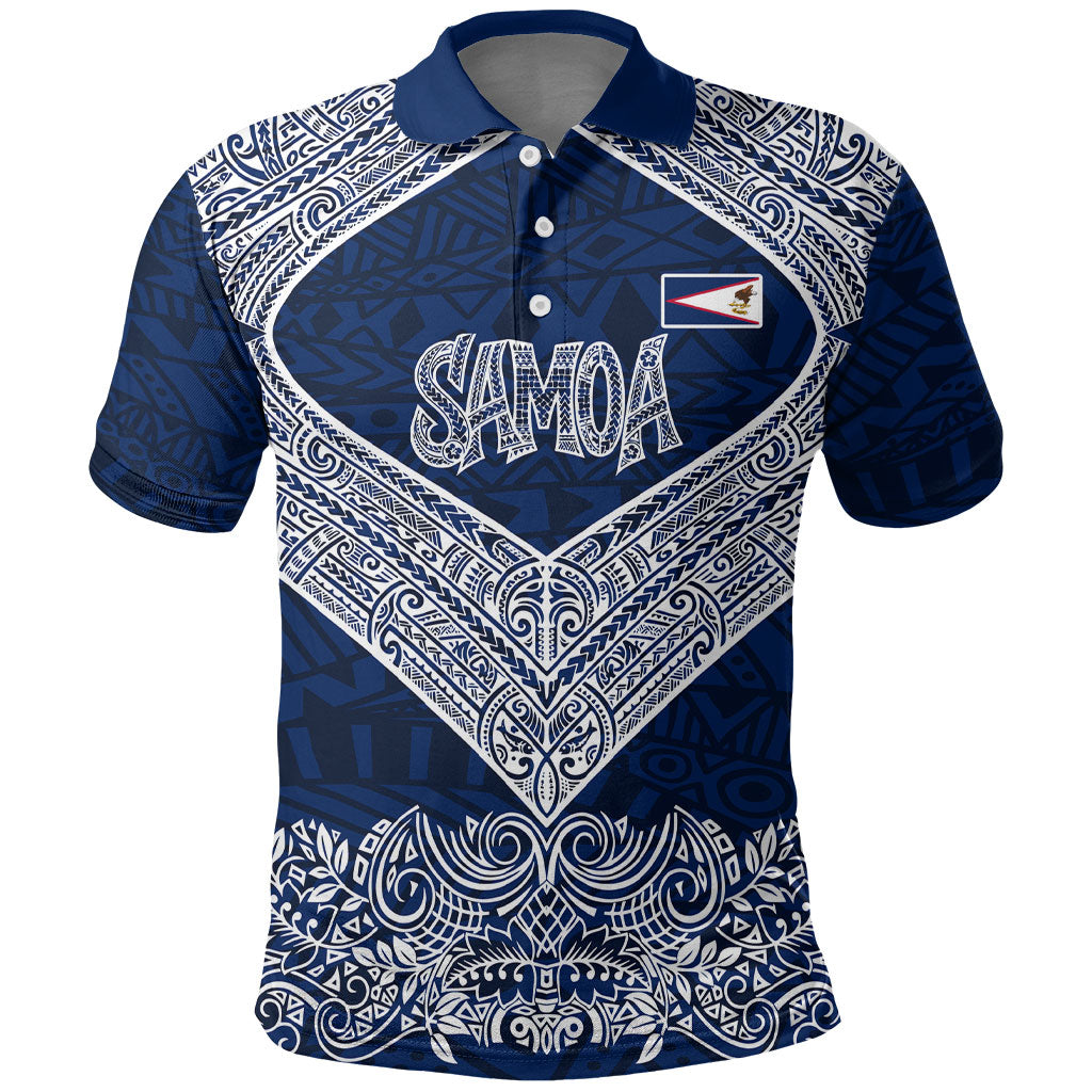 American Samoa Eagle Polo Shirt Sea Turtle Traditional Polynesian Tribal Tattoo