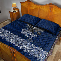 American Samoa Eagle Quilt Bed Set Sea Turtle Traditional Polynesian Tribal Tattoo