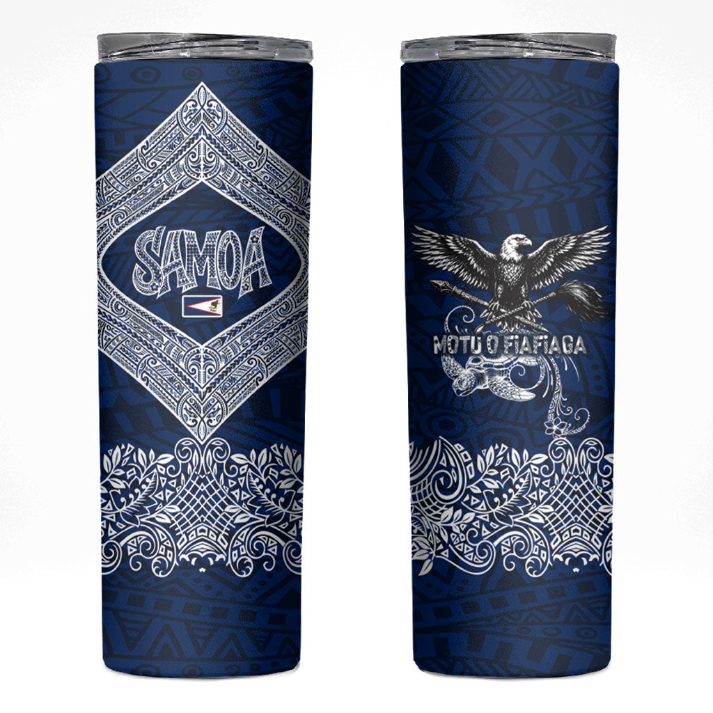 American Samoa Eagle Skinny Tumbler Sea Turtle Traditional Polynesian Tribal Tattoo