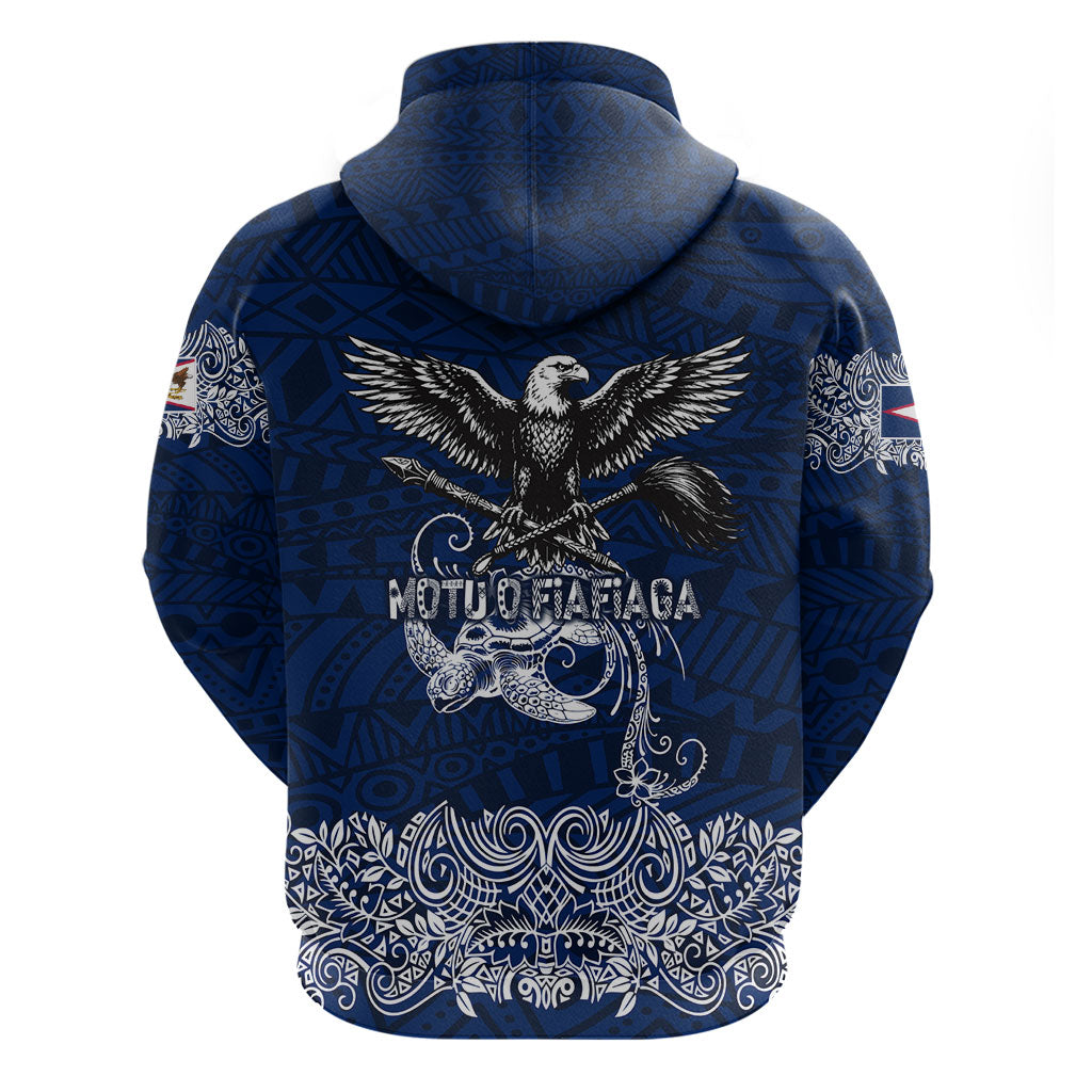American Samoa Eagle Zip Hoodie Sea Turtle Traditional Polynesian Tribal Tattoo
