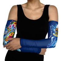 American Samoa Pago Pago Arm Sleeves Sea Turtle And Fruit Bat - Tropical Hibiscus Flowers Polynesian