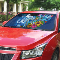 American Samoa Pago Pago Auto Sun Shade Sea Turtle And Fruit Bat - Tropical Hibiscus Flowers Polynesian