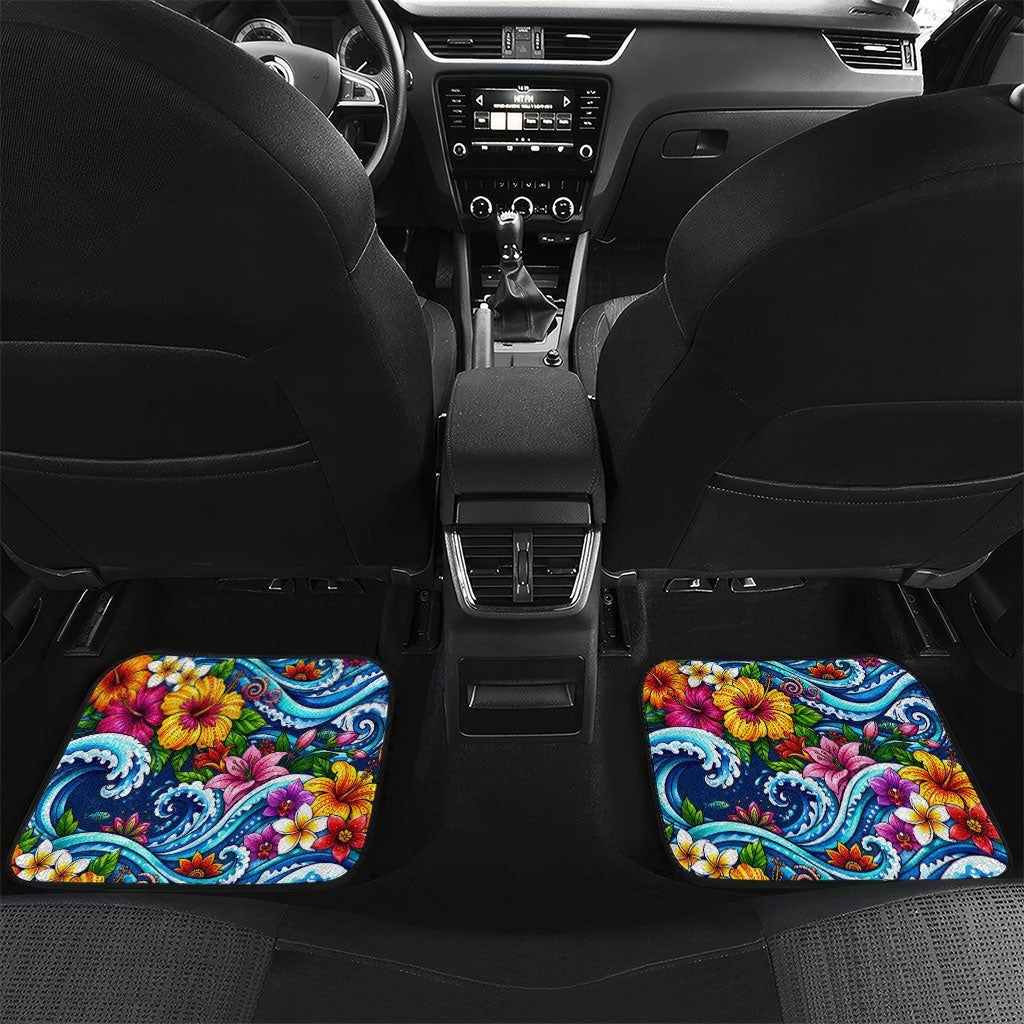 American Samoa Pago Pago Car Mats Sea Turtle And Fruit Bat - Tropical Hibiscus Flowers Polynesian