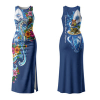 American Samoa Pago Pago Couples Matching Tank Maxi Dress and Hawaiian Shirt Sea Turtle And Fruit Bat - Tropical Hibiscus Flowers Polynesian