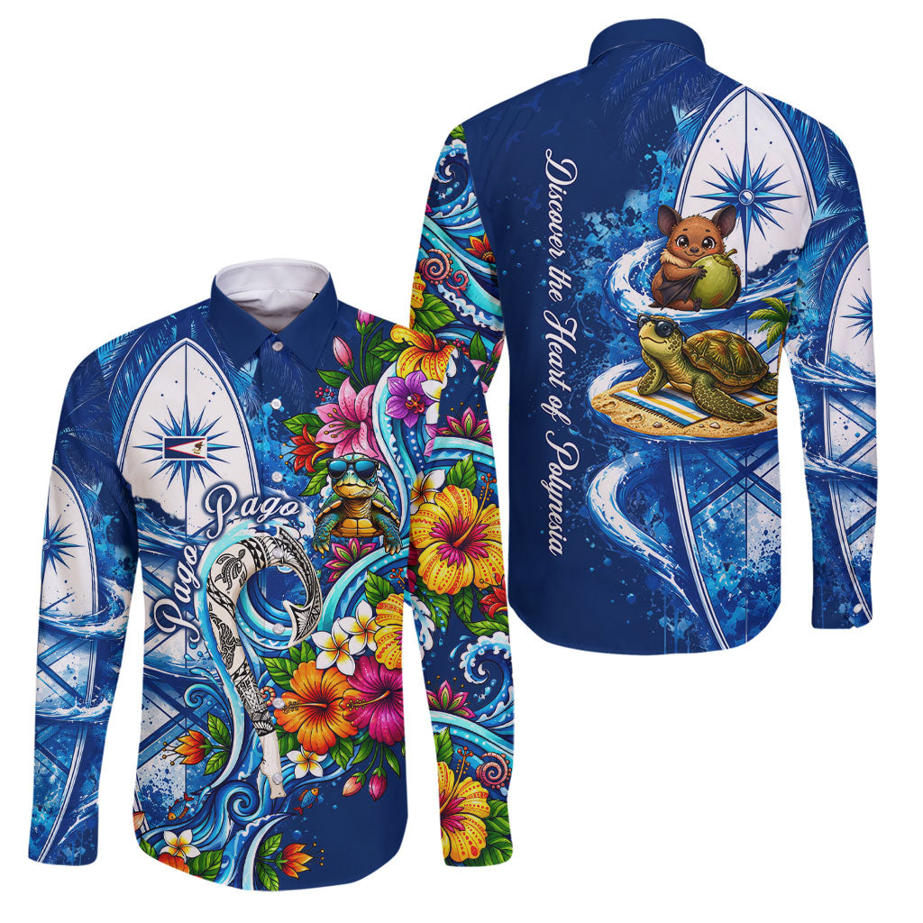 American Samoa Pago Pago Family Matching Summer Maxi Dress and Hawaiian Shirt Sea Turtle And Fruit Bat - Tropical Hibiscus Flowers Polynesian