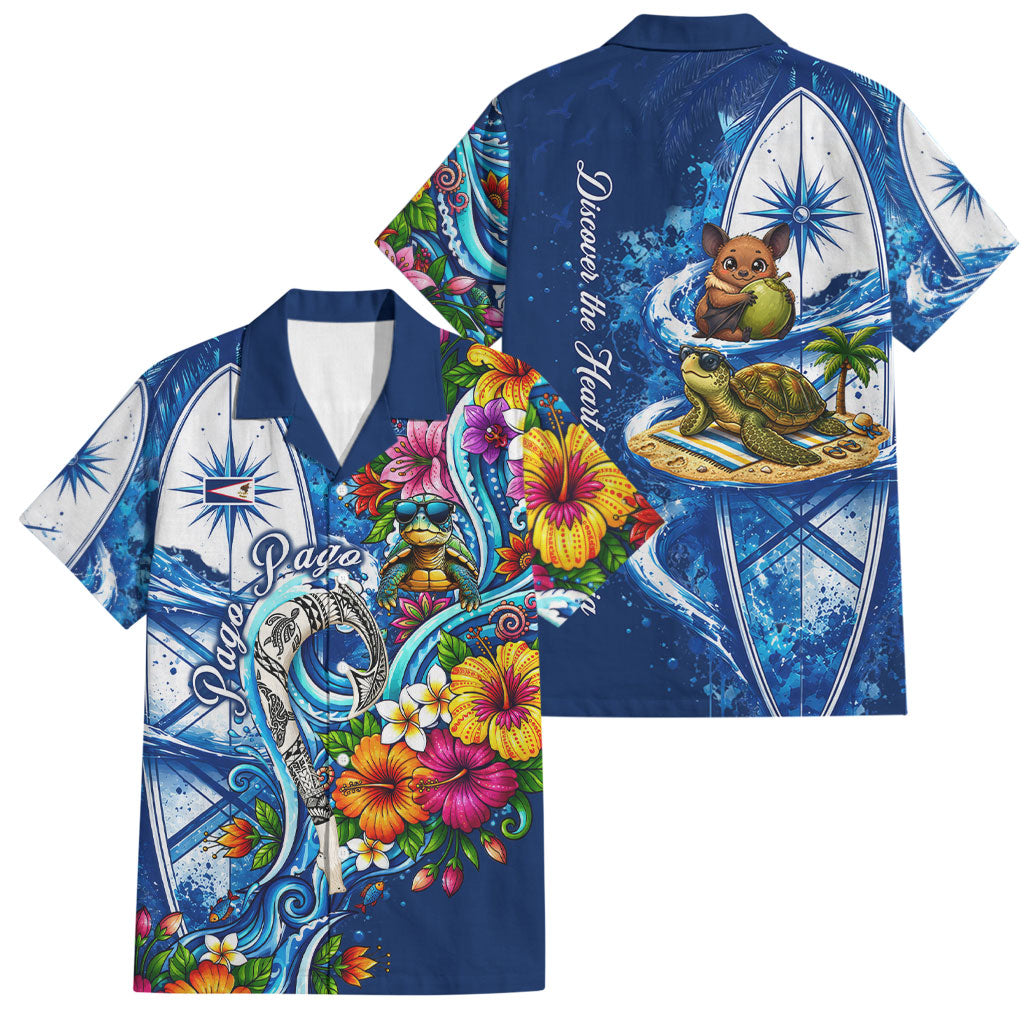 American Samoa Pago Pago Family Matching Tank Maxi Dress and Hawaiian Shirt Sea Turtle And Fruit Bat - Tropical Hibiscus Flowers Polynesian