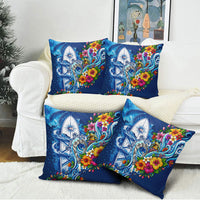 American Samoa Pago Pago Pillow Cover Sea Turtle And Fruit Bat - Tropical Hibiscus Flowers Polynesian