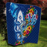 American Samoa Pago Pago Quilt Sea Turtle And Fruit Bat - Tropical Hibiscus Flowers Polynesian