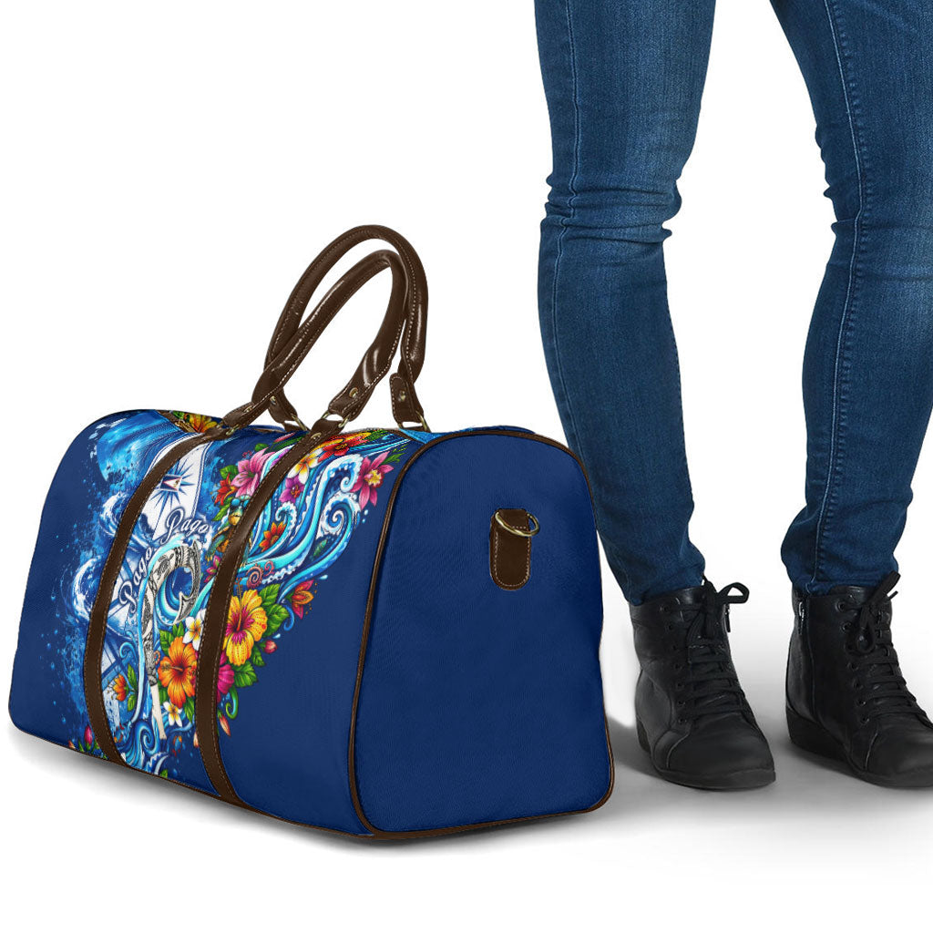 American Samoa Pago Pago Travel Bag Sea Turtle And Fruit Bat - Tropical Hibiscus Flowers Polynesian