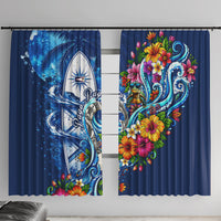 American Samoa Pago Pago Window Curtain Sea Turtle And Fruit Bat - Tropical Hibiscus Flowers Polynesian