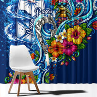 American Samoa Pago Pago Window Curtain Sea Turtle And Fruit Bat - Tropical Hibiscus Flowers Polynesian