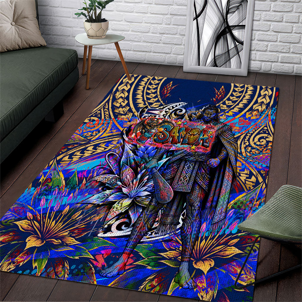 American Samoa Warrior Area Rug Polynesian Fruit Bat Talofa Urban Graffiti Street Art