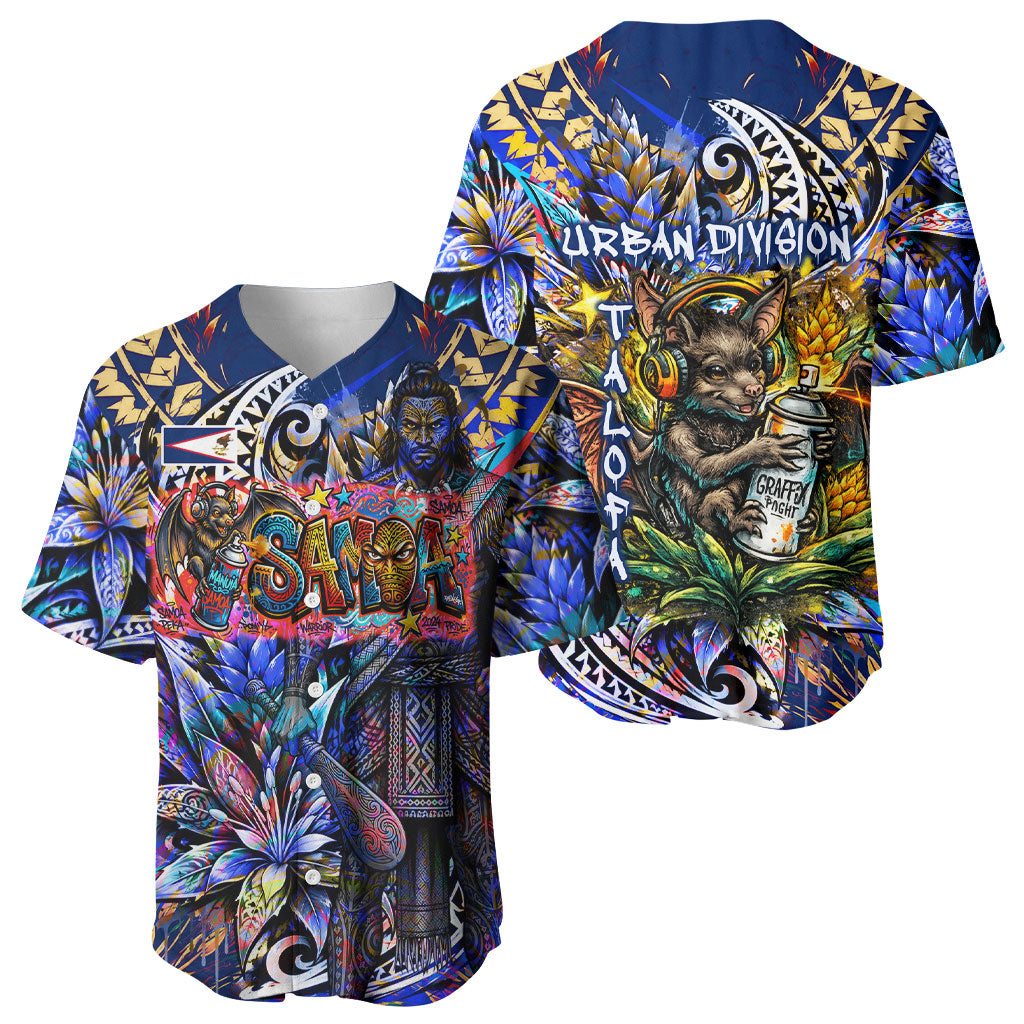 American Samoa Warrior Baseball Jersey Polynesian Fruit Bat Talofa Urban Graffiti Street Art