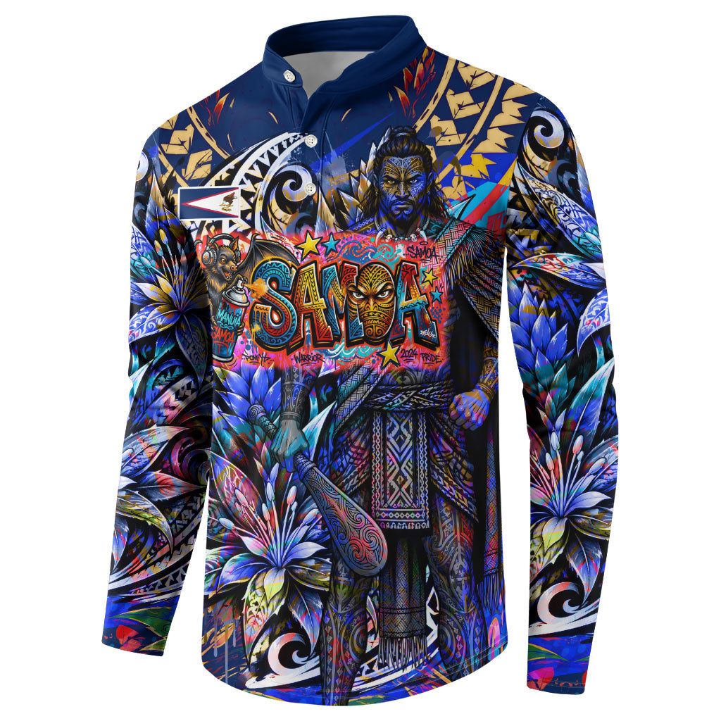American Samoa Warrior Button Sweatshirt Polynesian Fruit Bat Talofa Urban Graffiti Street Art