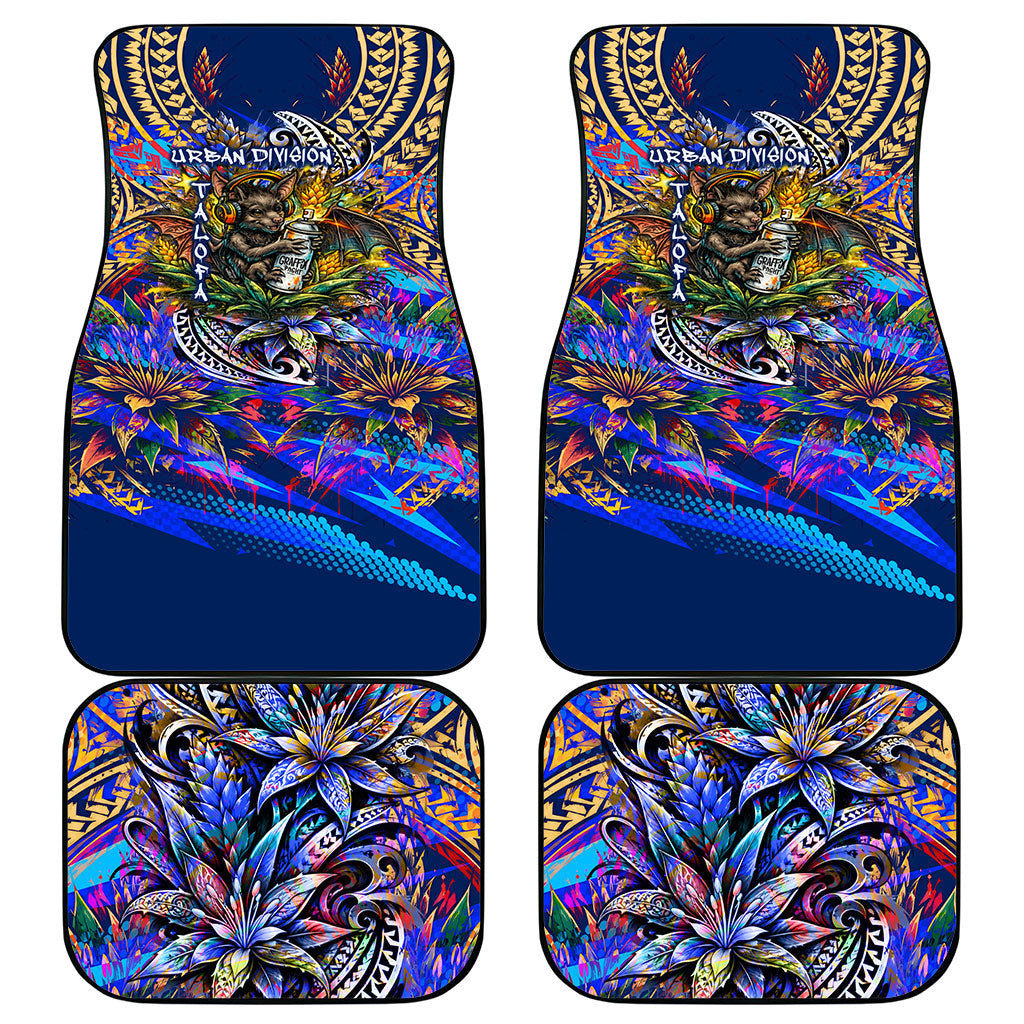 American Samoa Warrior Car Mats Polynesian Fruit Bat Talofa Urban Graffiti Street Art