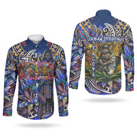 American Samoa Warrior Couples Matching Tank Maxi Dress and Long Sleeve Button Shirt Polynesian Fruit Bat Talofa Urban Graffiti Street Art