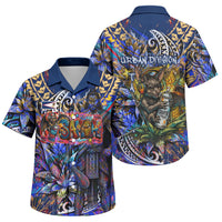American Samoa Warrior Family Matching Off Shoulder Maxi Dress and Hawaiian Shirt Polynesian Fruit Bat Talofa Urban Graffiti Street Art