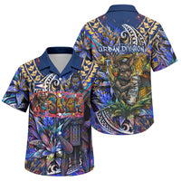 American Samoa Warrior Family Matching Off Shoulder Short Dress and Hawaiian Shirt Polynesian Fruit Bat Talofa Urban Graffiti Street Art