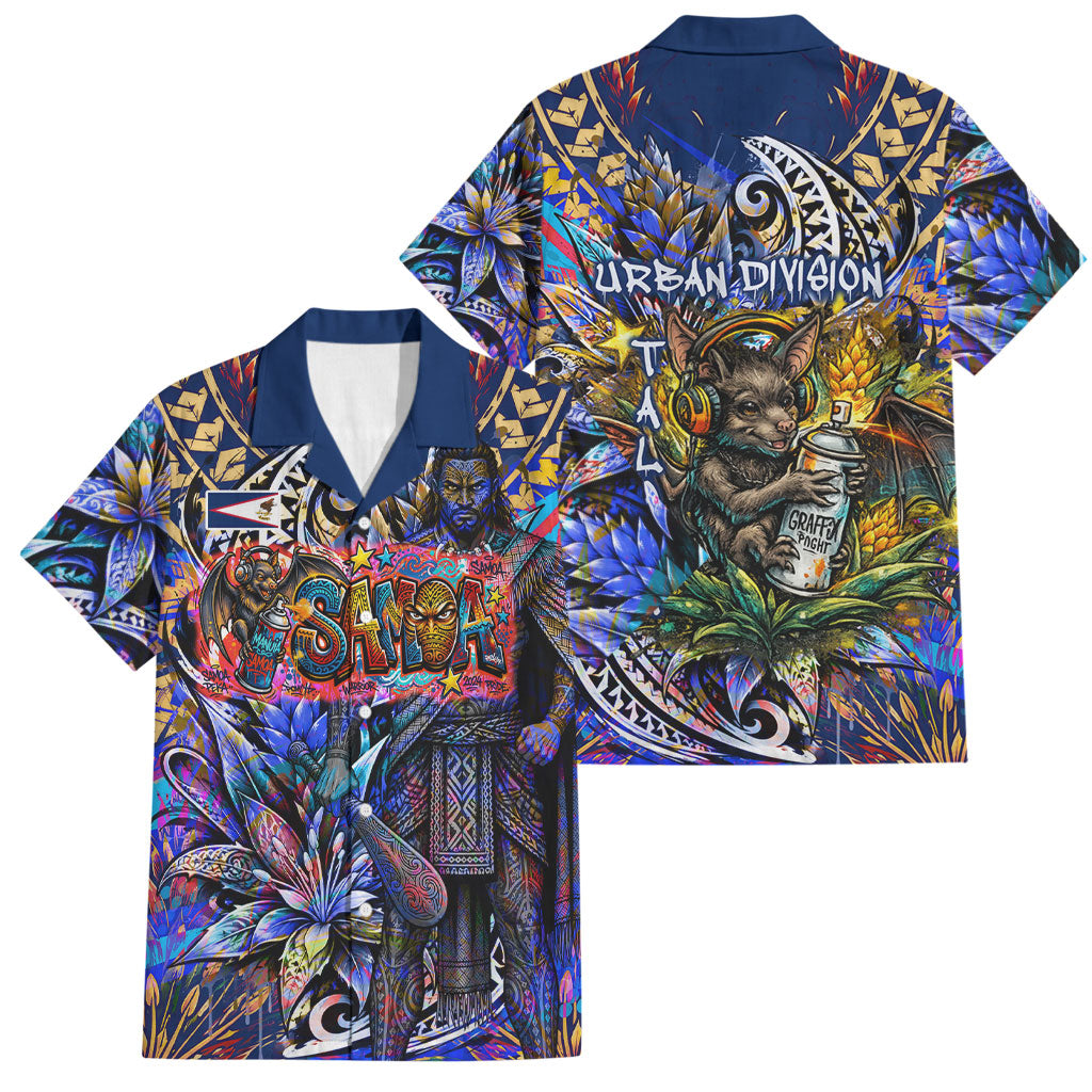 American Samoa Warrior Family Matching Tank Maxi Dress and Hawaiian Shirt Polynesian Fruit Bat Talofa Urban Graffiti Street Art