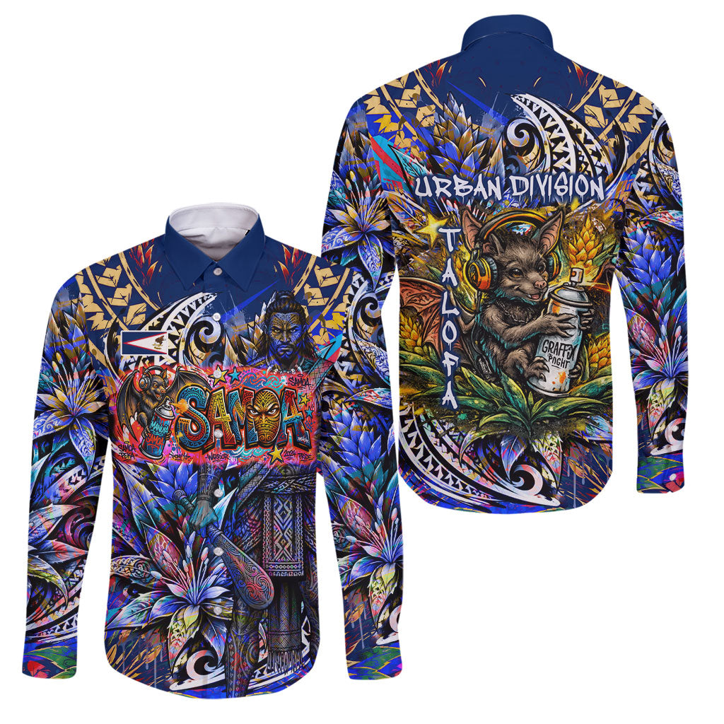 American Samoa Warrior Family Matching Tank Maxi Dress and Hawaiian Shirt Polynesian Fruit Bat Talofa Urban Graffiti Street Art
