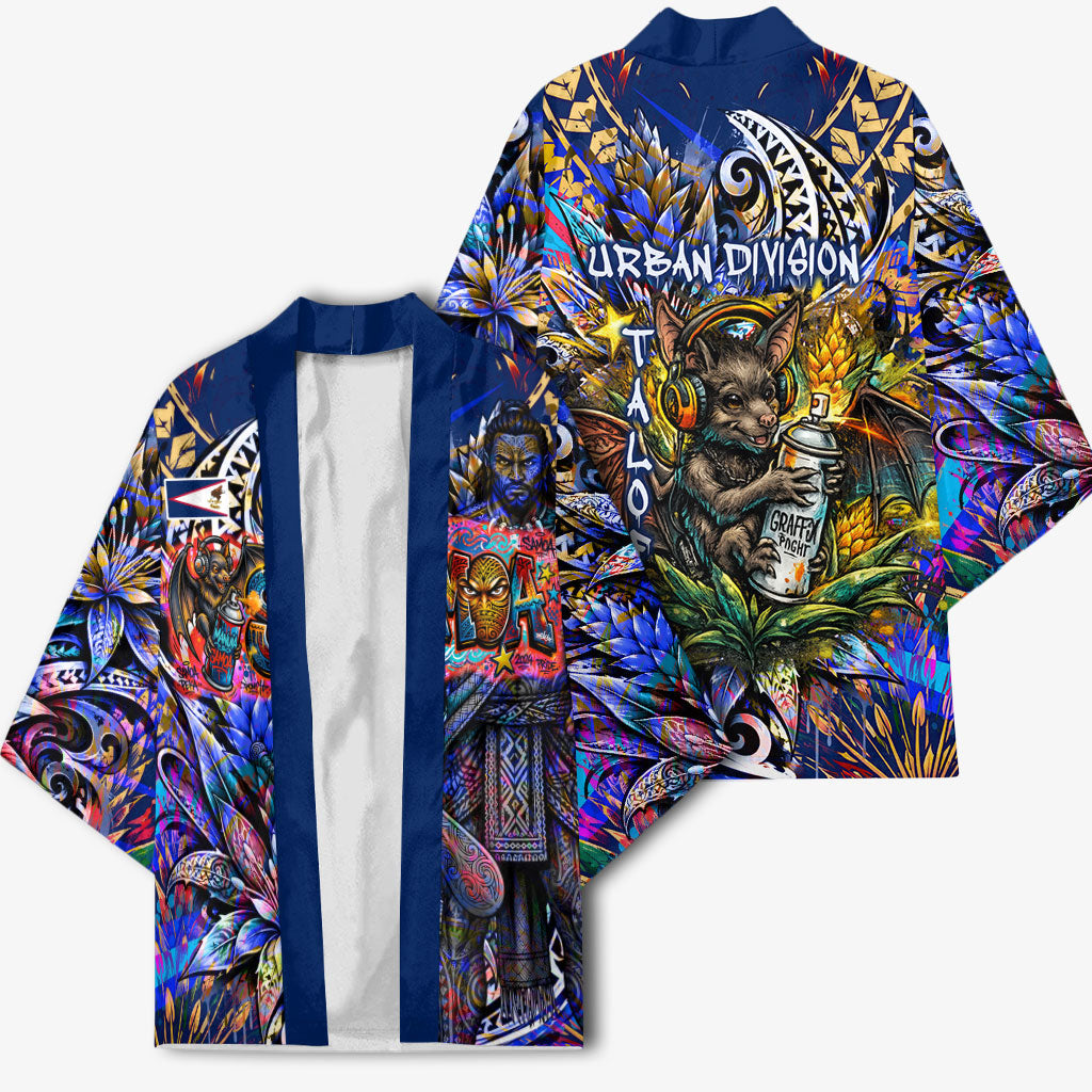 American Samoa Warrior Kimono Polynesian Fruit Bat Talofa Urban Graffiti Street Art