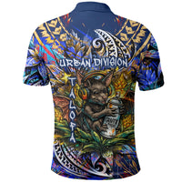 American Samoa Warrior Polo Shirt Polynesian Fruit Bat Talofa Urban Graffiti Street Art