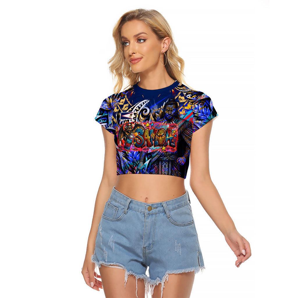 American Samoa Warrior Raglan Cropped T Shirt Polynesian Fruit Bat Talofa Urban Graffiti Street Art
