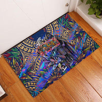 American Samoa Warrior Rubber Doormat Polynesian Fruit Bat Talofa Urban Graffiti Street Art