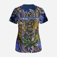 American Samoa Warrior Scrub Top Polynesian Fruit Bat Talofa Urban Graffiti Street Art