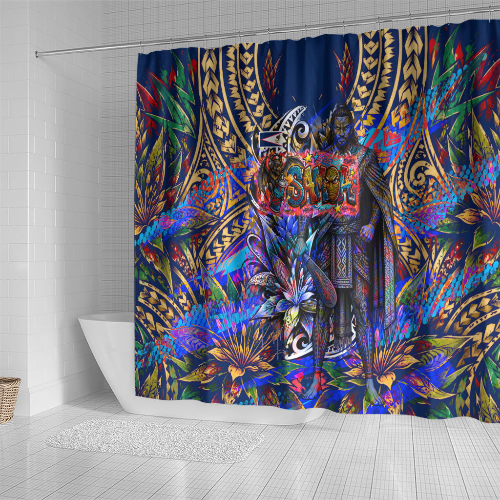 American Samoa Warrior Shower Curtain Polynesian Fruit Bat Talofa Urban Graffiti Street Art